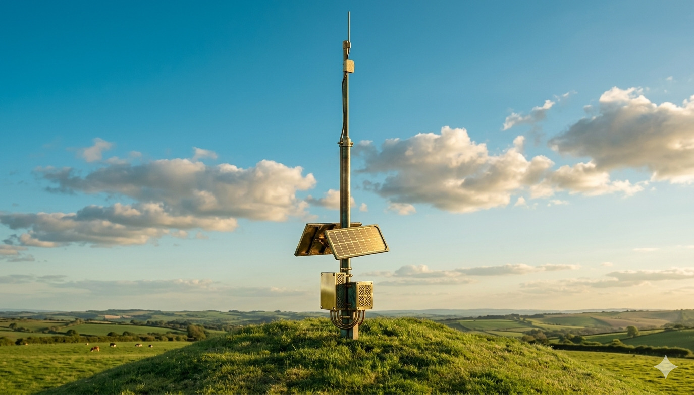 Torre de conectividad solar en el campo